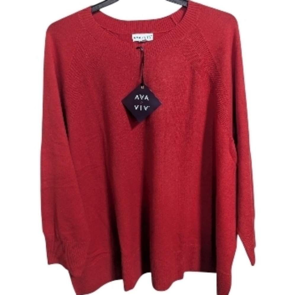 Ava & Viv Vibrant Red Crew Neck Sweater W-483
